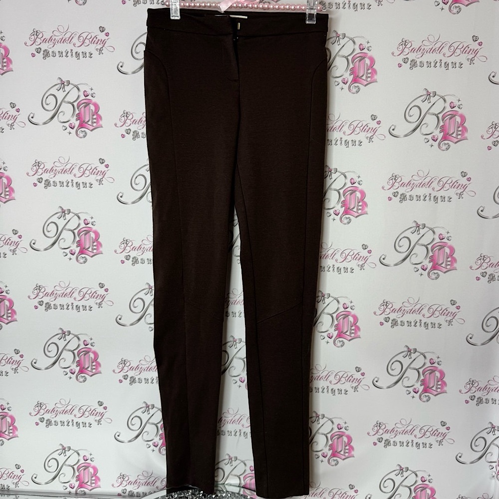 Michael kors pants Elegant Brown stretchy logo emblem gold dress Pants comfy